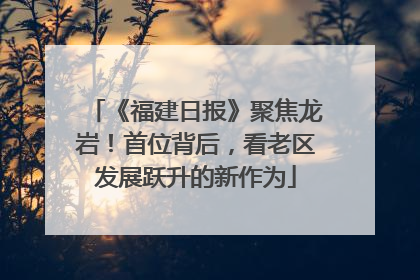 《福建日报》聚焦龙岩！首位背后，看老区发展跃升的新作为