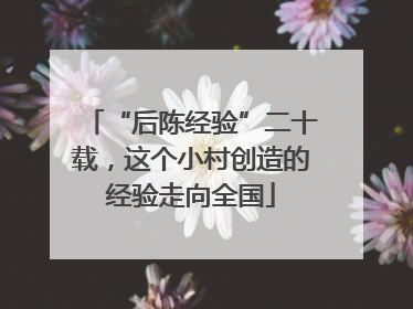 “后陈经验”二十载，这个小村创造的经验走向全国