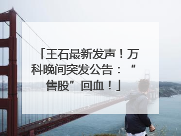 王石最新发声！万科晚间突发公告：“售股”回血！
