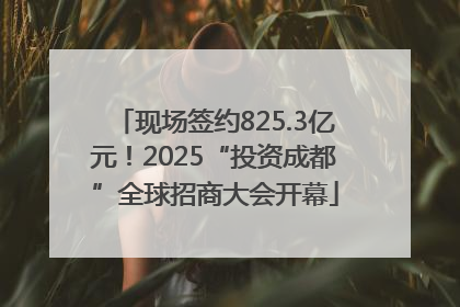 现场签约825.3亿元！2025“投资成都”全球招商大会开幕