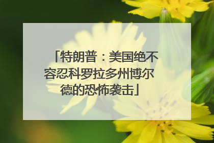 特朗普：美国绝不容忍科罗拉多州博尔德的恐怖袭击