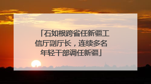 石如根跨省任新疆工信厅副厅长，连续多名年轻干部调任新疆