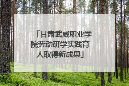 甘肃武威职业学院劳动研学实践育人取得新成果