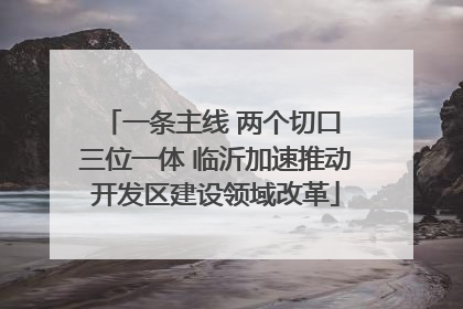 一条主线 两个切口 三位一体 临沂加速推动开发区建设领域改革