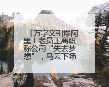 万字文引爆阿里！老员工离职称公司“失去梦想”，马云下场回应