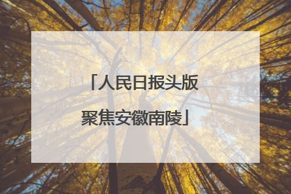 人民日报头版聚焦安徽南陵