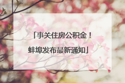事关住房公积金！蚌埠发布最新通知