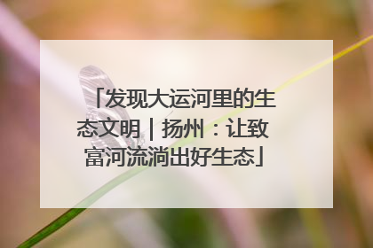 发现大运河里的生态文明｜扬州：让致富河流淌出好生态