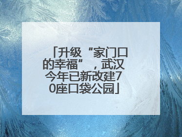 升级“家门口的幸福”，武汉今年已新改建70座口袋公园