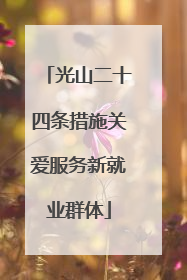 光山二十四条措施关爱服务新就业群体