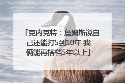 克内克特：詹姆斯说自己还能打5到10年 我俩能再搭档5年以上