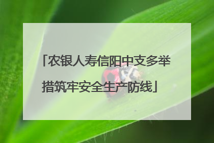农银人寿信阳中支多举措筑牢安全生产防线