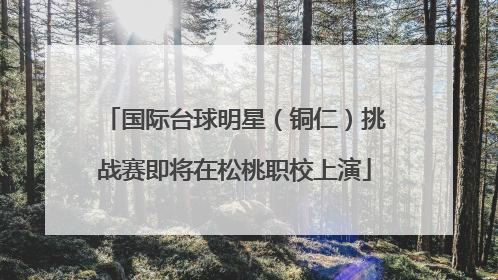 国际台球明星（铜仁）挑战赛即将在松桃职校上演
