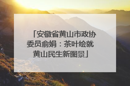 安徽省黄山市政协委员俞娟：茶叶绘就黄山民生新图景