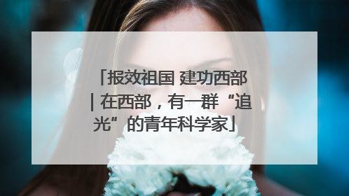 报效祖国 建功西部｜在西部，有一群“追光”的青年科学家