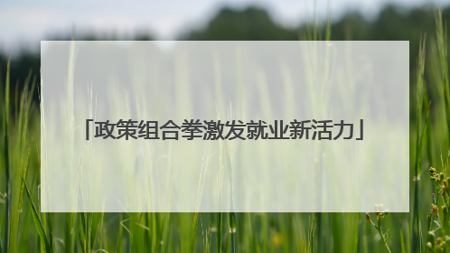 政策组合拳激发就业新活力