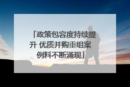 政策包容度持续提升 优质并购重组案例料不断涌现