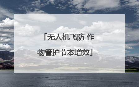 无人机飞防 作物管护节本增效