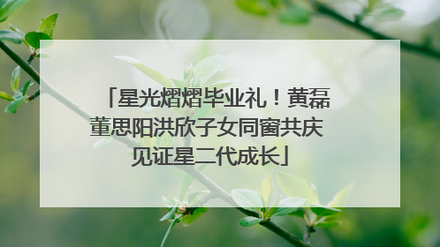 星光熠熠毕业礼！黄磊董思阳洪欣子女同窗共庆 见证星二代成长