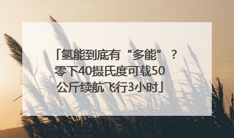 氢能到底有“多能”？零下40摄氏度可载50公斤续航飞行3小时