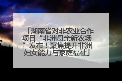 湖南省对非农业合作项目“非洲母亲新农场”发布！聚焦提升非洲妇女能力与家庭福祉