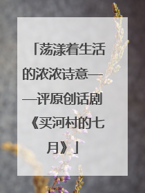 荡漾着生活的浓浓诗意——评原创话剧《买河村的七月》