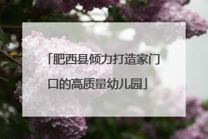 肥西县倾力打造家门口的高质量幼儿园