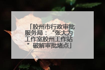 胶州市行政审批服务局：“张大为工作室胶州工作站”破解审批堵点