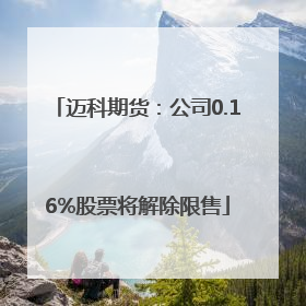 迈科期货：公司0.16%股票将解除限售