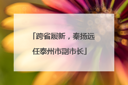 跨省履新，秦扬远任泰州市副市长