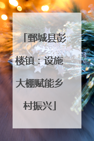 鄄城县彭楼镇：设施大棚赋能乡村振兴