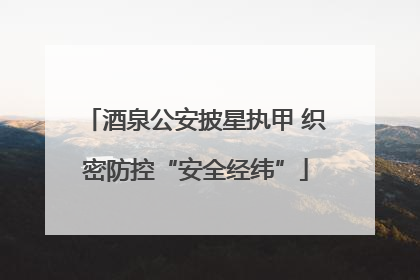酒泉公安披星执甲 织密防控“安全经纬”
