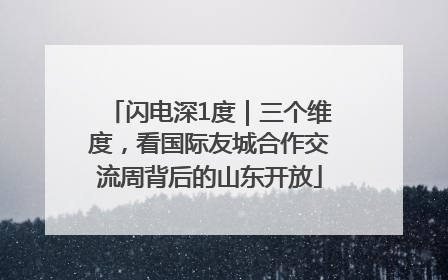 闪电深1度｜三个维度，看国际友城合作交流周背后的山东开放