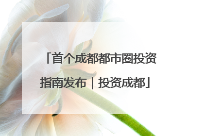 首个成都都市圈投资指南发布｜投资成都