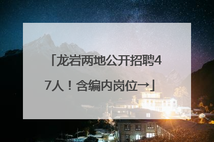 龙岩两地公开招聘47人！含编内岗位→