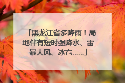 黑龙江省多降雨！局地伴有短时强降水、雷暴大风、冰雹……