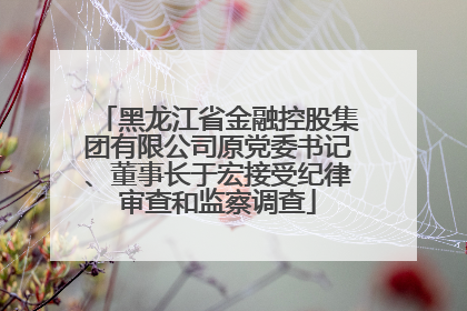 黑龙江省金融控股集团有限公司原党委书记、董事长于宏接受纪律审查和监察调查