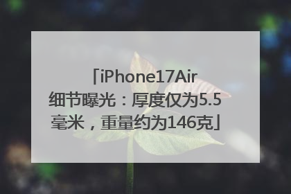 iPhone17Air细节曝光：厚度仅为5.5毫米，重量约为146克